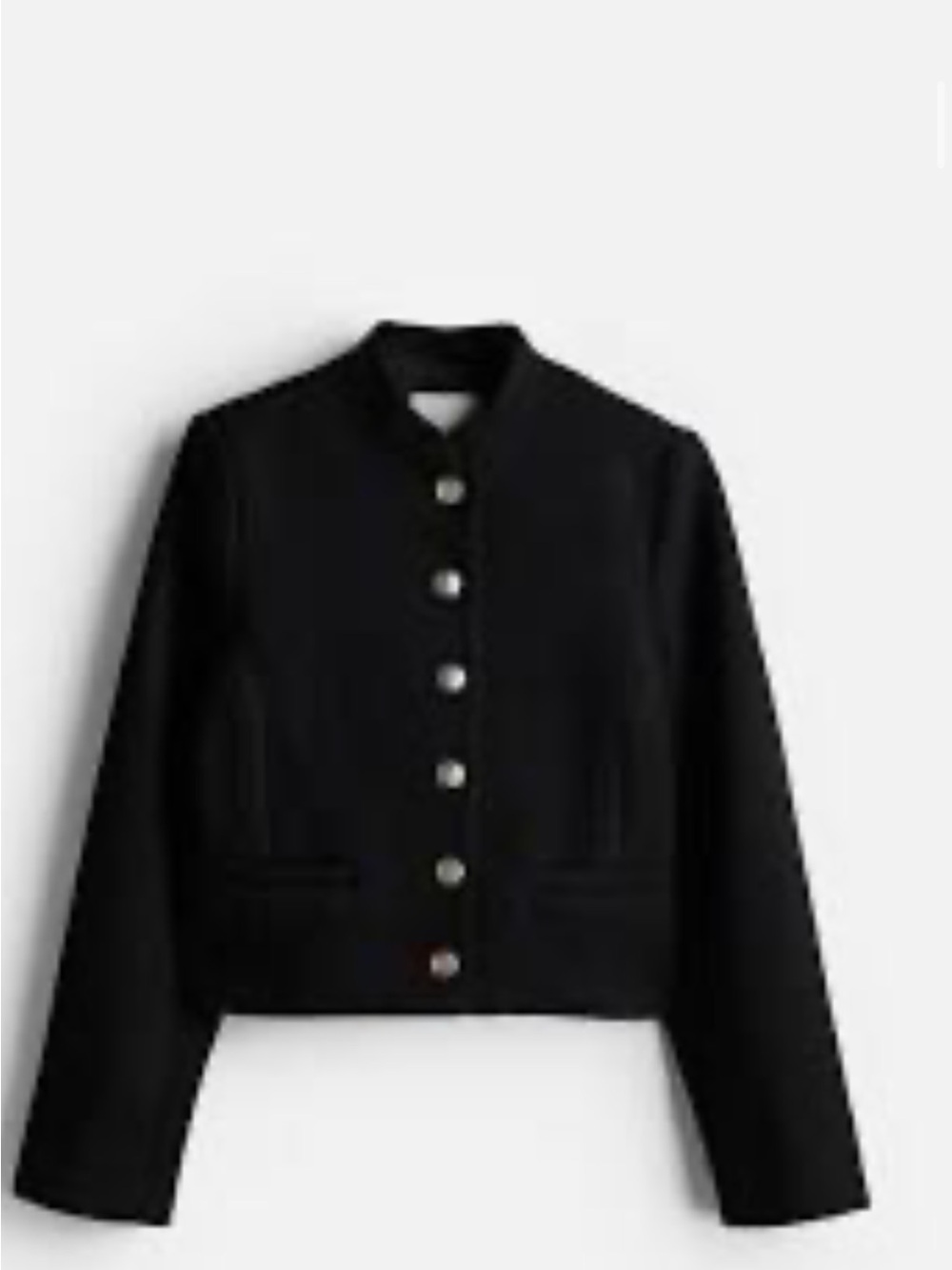 H&M Black Women's Button-Front Cropped Jacket Large